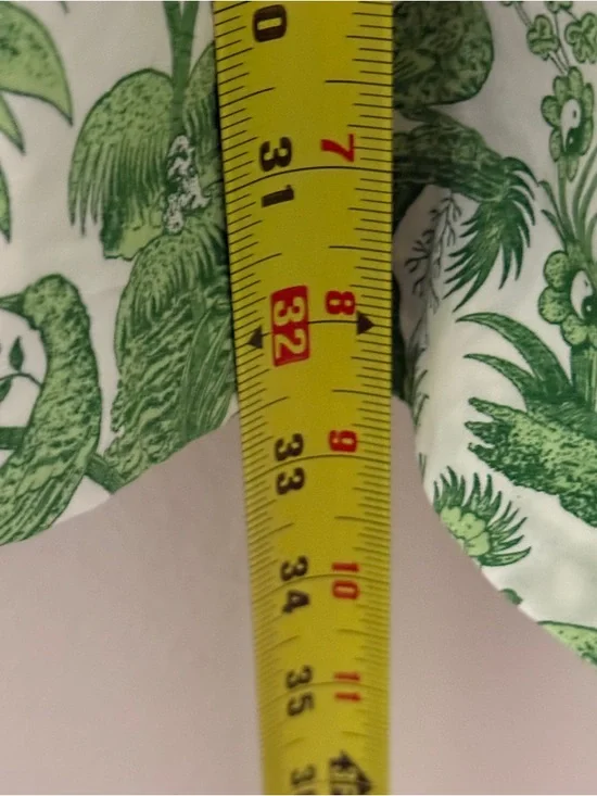 Staud Faye Puff Sleeve Mini Dress Green Tropical Toile Chinoiserie Print Small - Picture 10 of 14